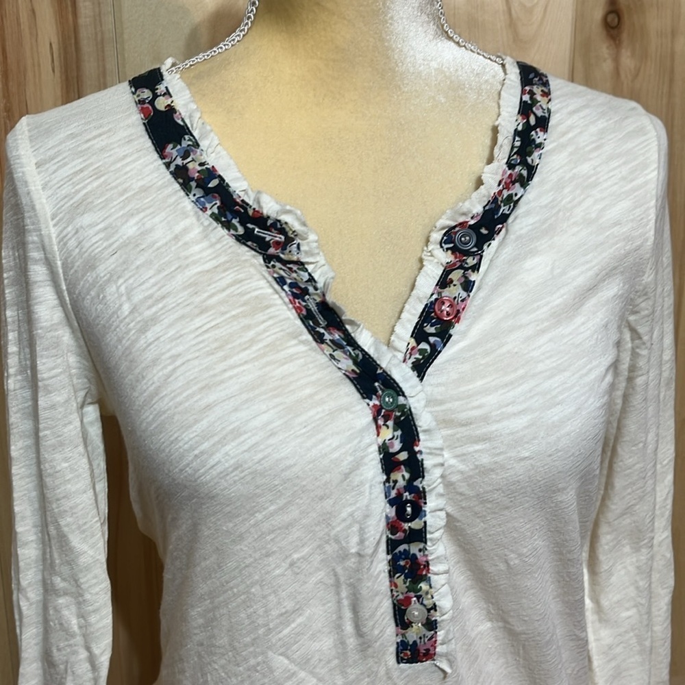 Anthropologie Postmark Cream Long Sleeve Top Size S - Picture 2 of 6